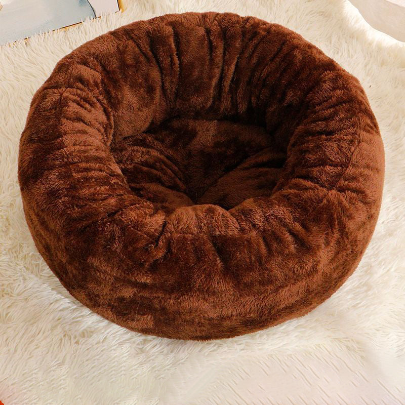 Pet Plush Donut Bed Round Warm Sleeping Cushion House