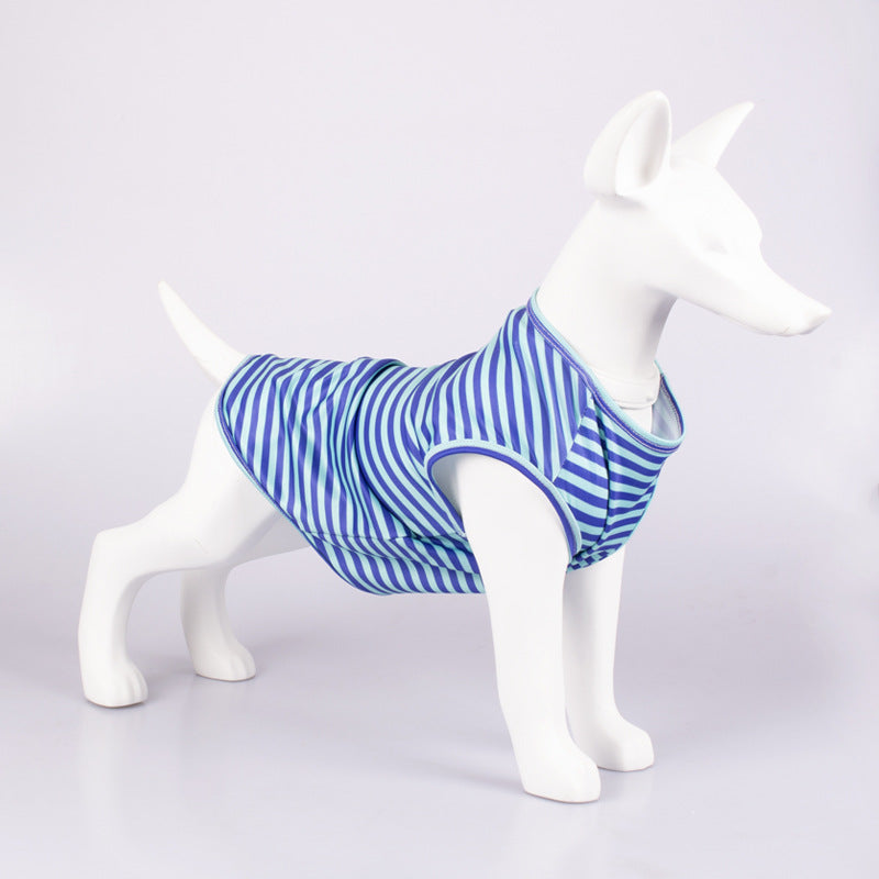 Pet Striped Crew Neck Tank Top T Shirt