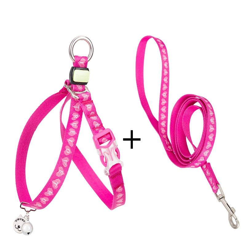 Adjustable Pet Harness And Leash Set With Bell