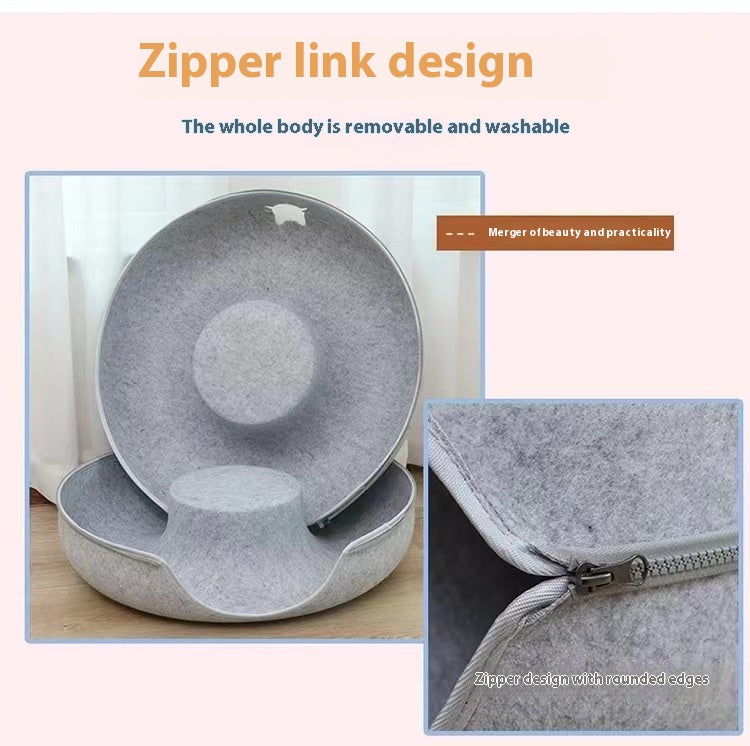 Pet Comfortable Round Bed Tunnel Cozy Sleeping Hideout