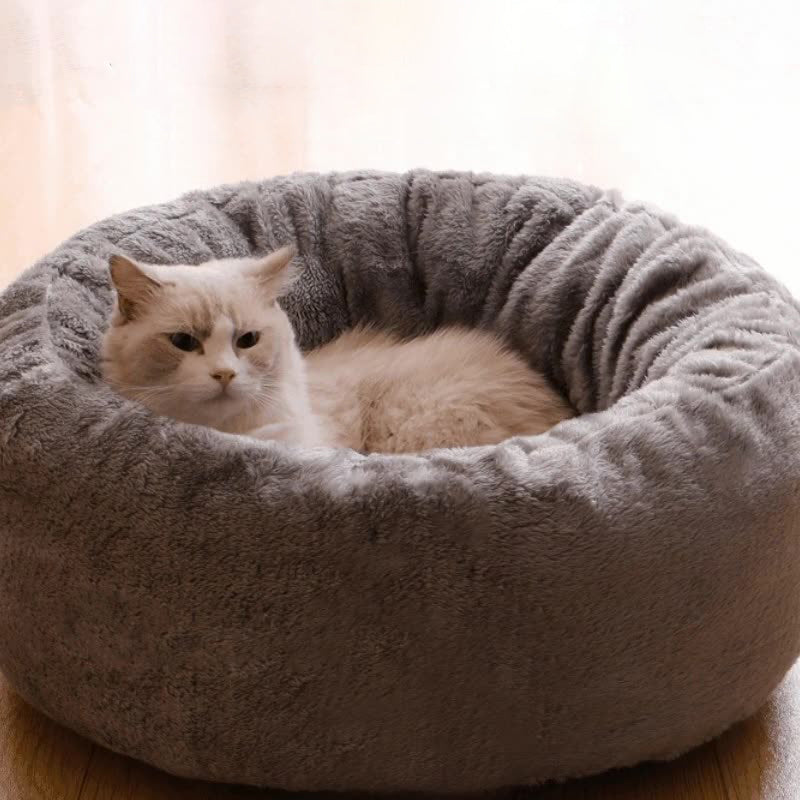 Pet Plush Donut Bed Round Warm Sleeping Cushion House