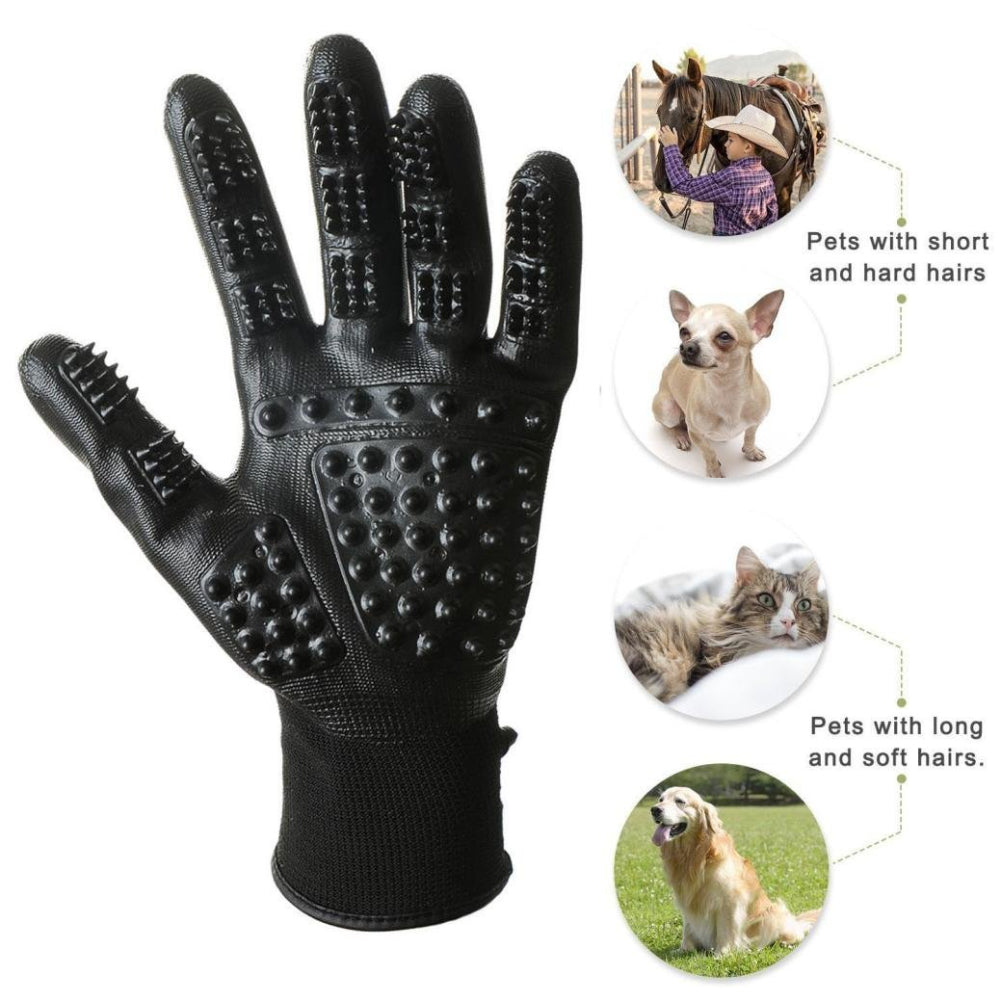 Soft Rubber Pet Grooming Glove For Shedding And Massage