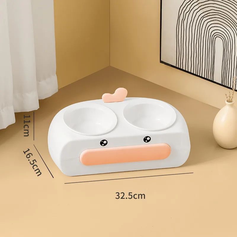 Pet Duck Design Double Bowl Feeding Tray Accessories