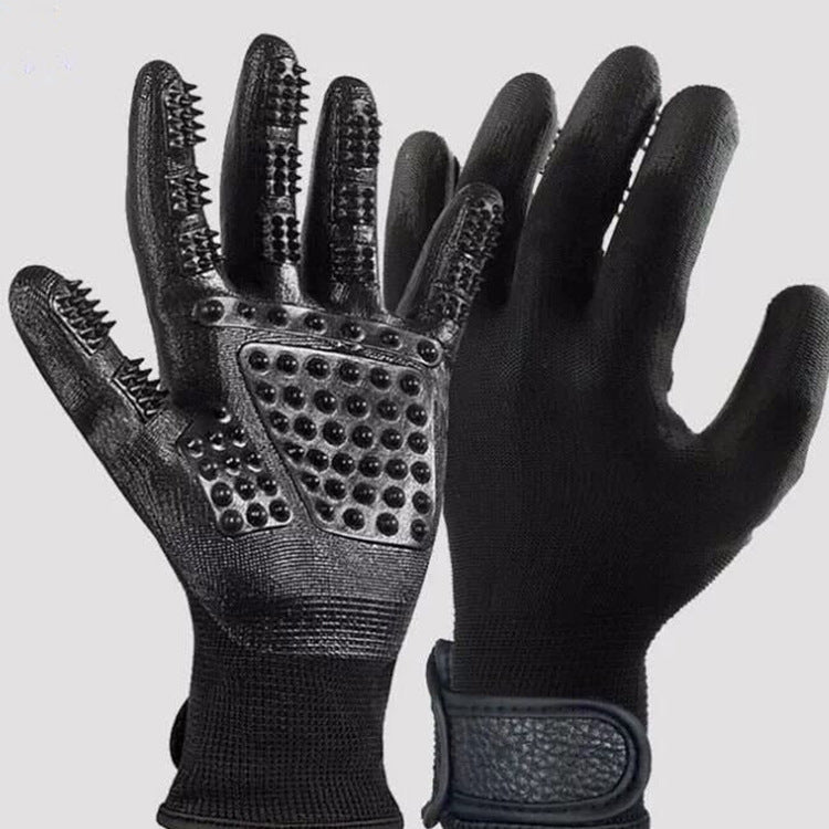 Soft Rubber Pet Grooming Glove For Shedding And Massage