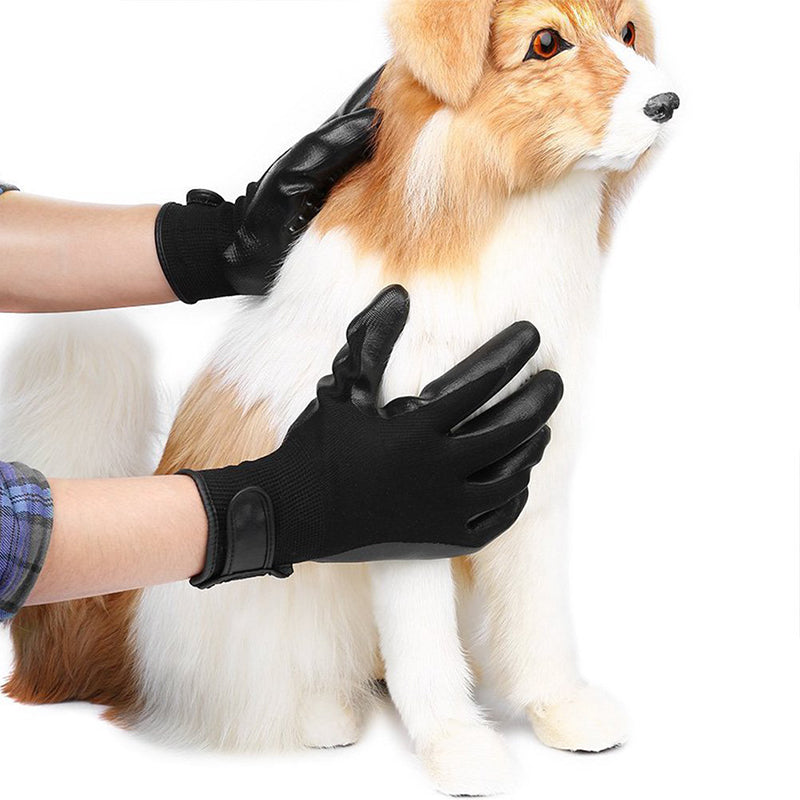 Soft Rubber Pet Grooming Glove For Shedding And Massage