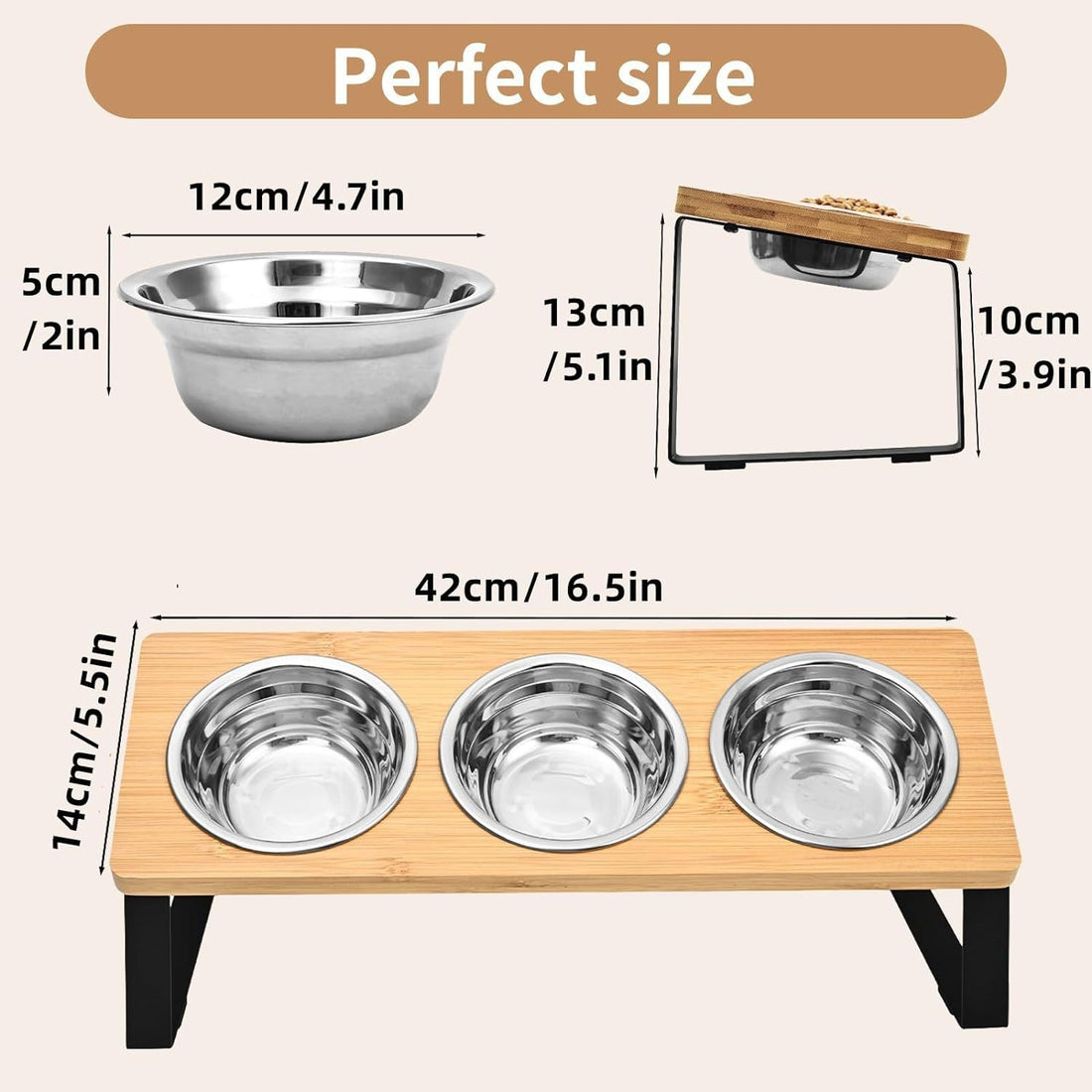 Pet Iron Wood Feeding Stand Bowl Rack Organizer