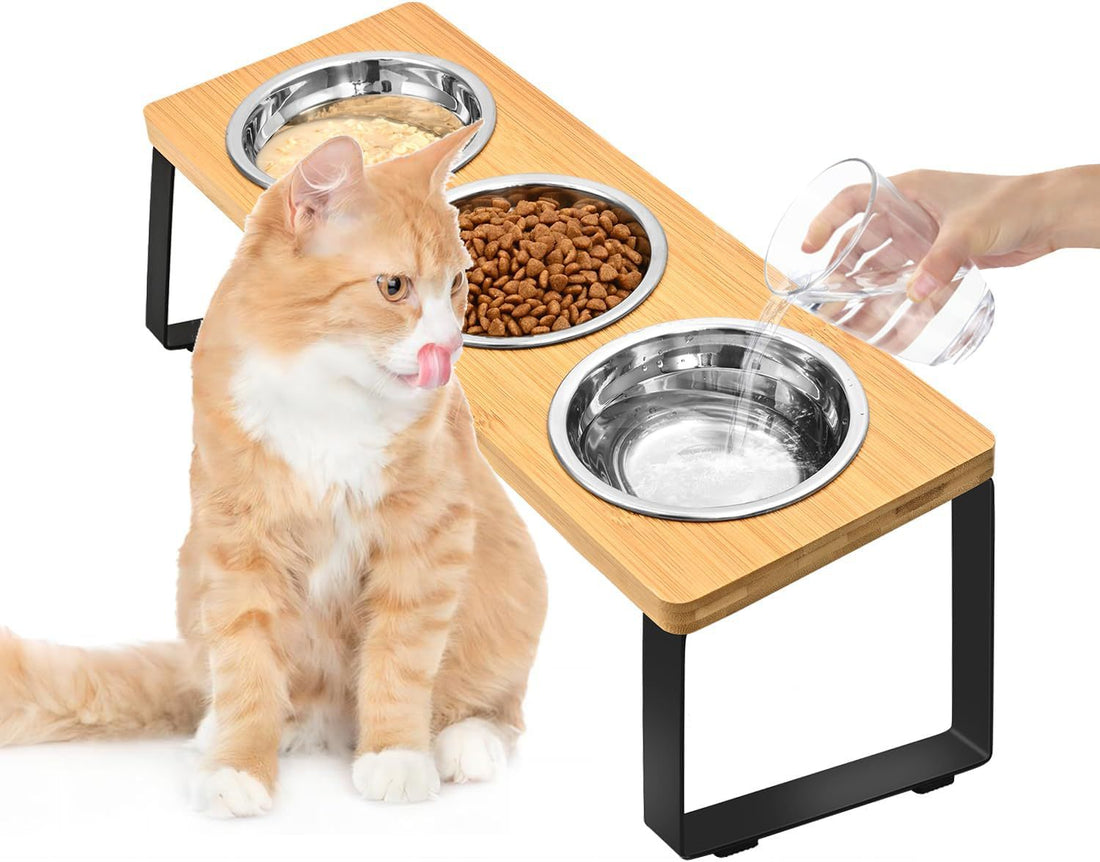 Pet Iron Wood Feeding Stand Bowl Rack Organizer