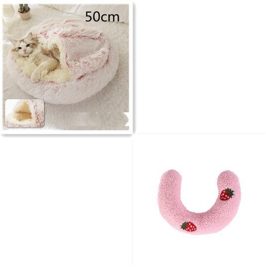Pet 2 In 1 Plush Winter Bed Round Warm Sleeping House