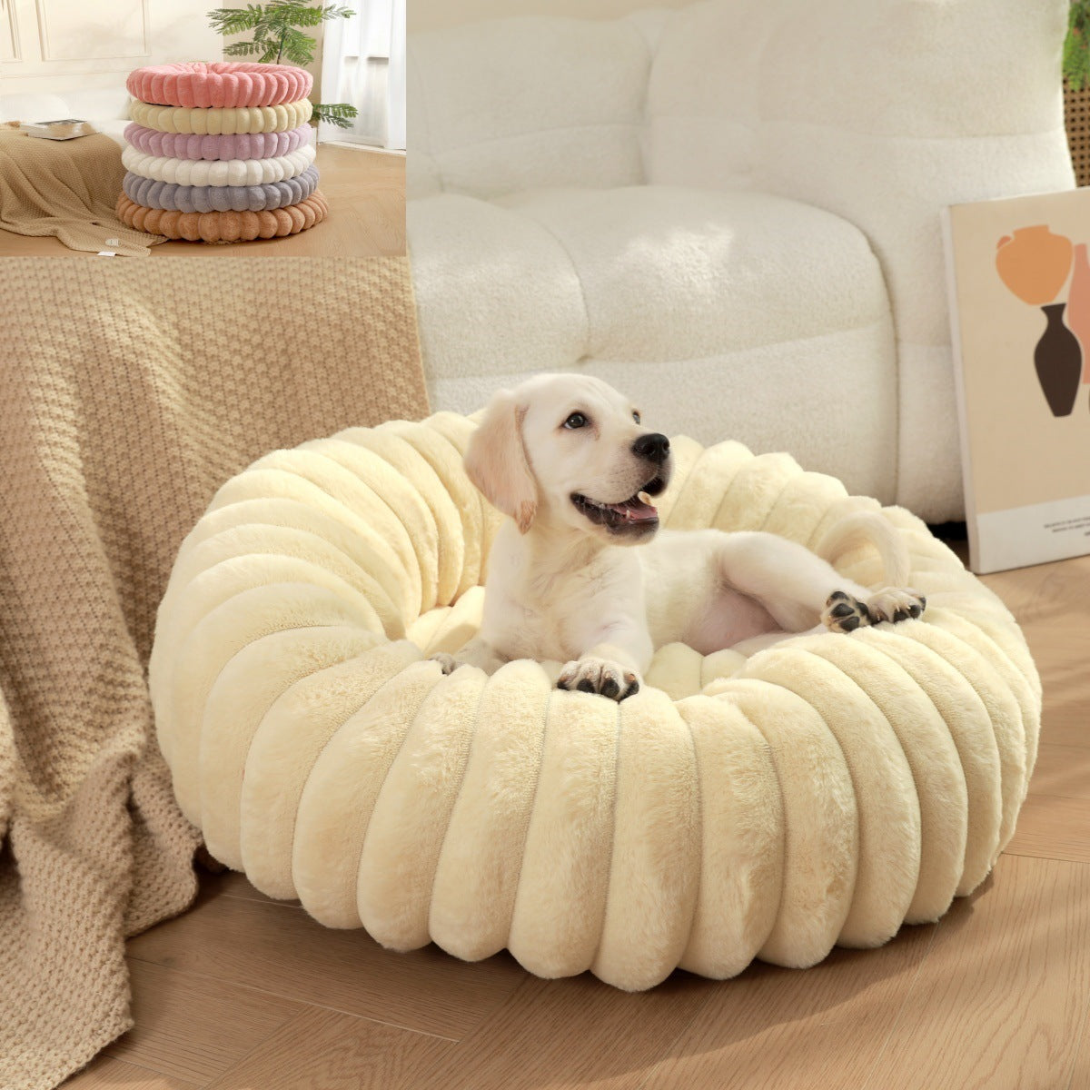 Pet Plush Winter Bed Round Warm Sleeping Nest