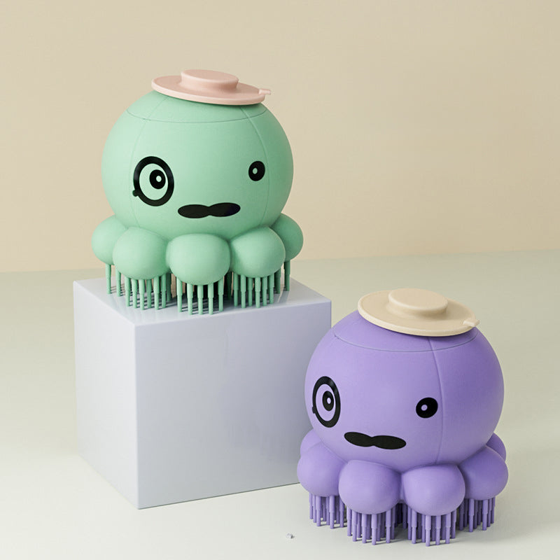 Pet Bath Brush Body Wash Dispenser Silicone Massage Comb
