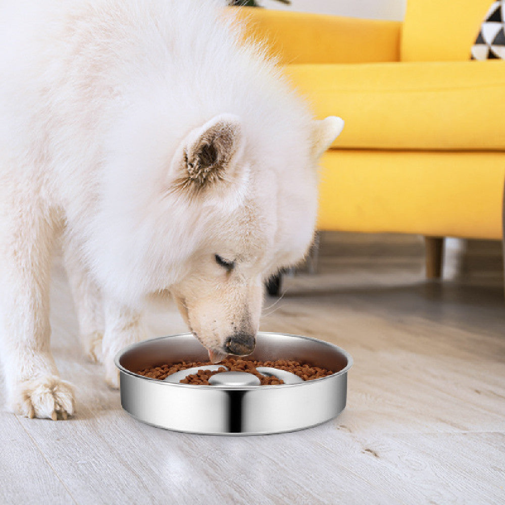 Pet Slow Feeding Bowl Stainless Steel Neck Protection Design