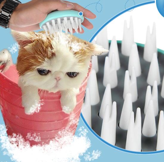 Pet Bath Massage Brush Grooming Shower Cleaning Comb Tool