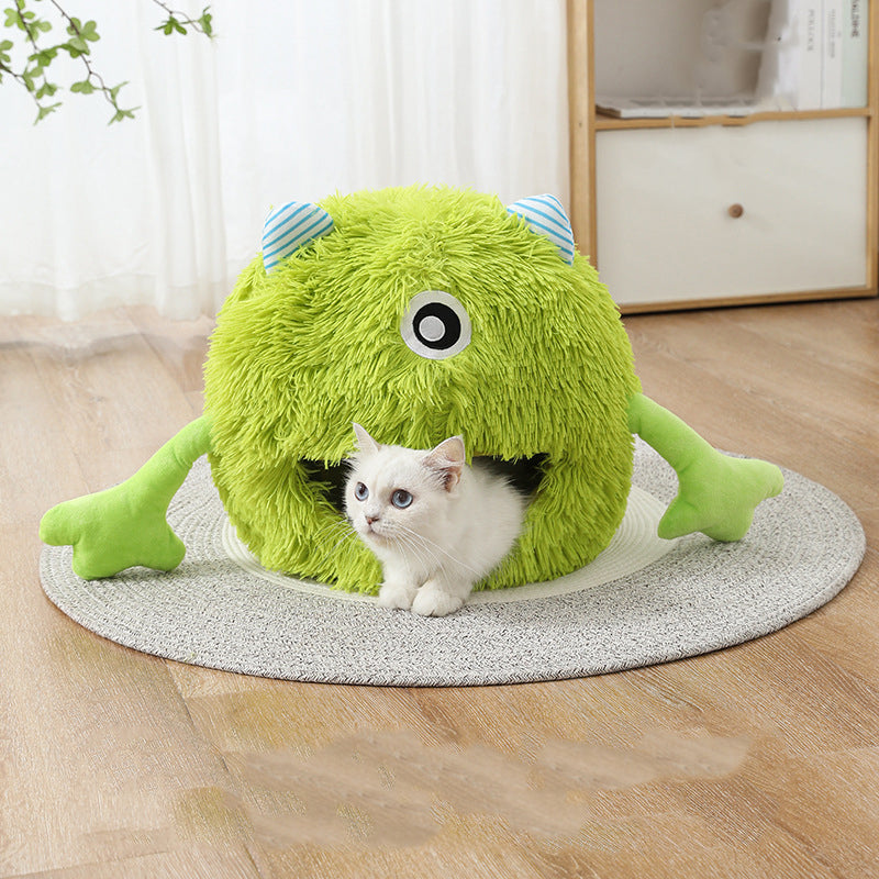 Pet Fluffy Round Calming Bed Machine Washable Plush Cushion