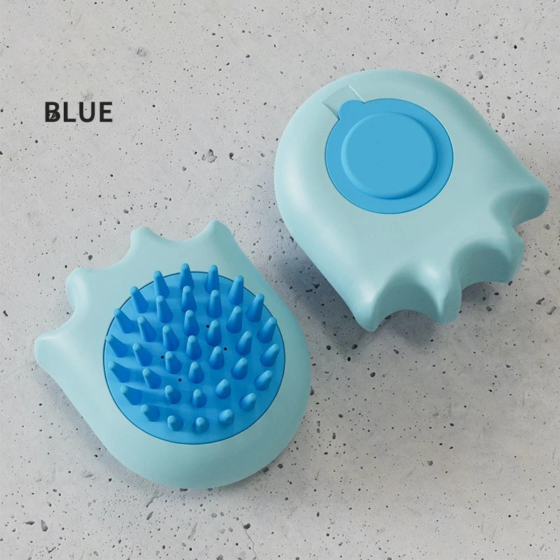 Pet Bath Massage Brush Comb Shampoo Dispenser Cleaning Tool