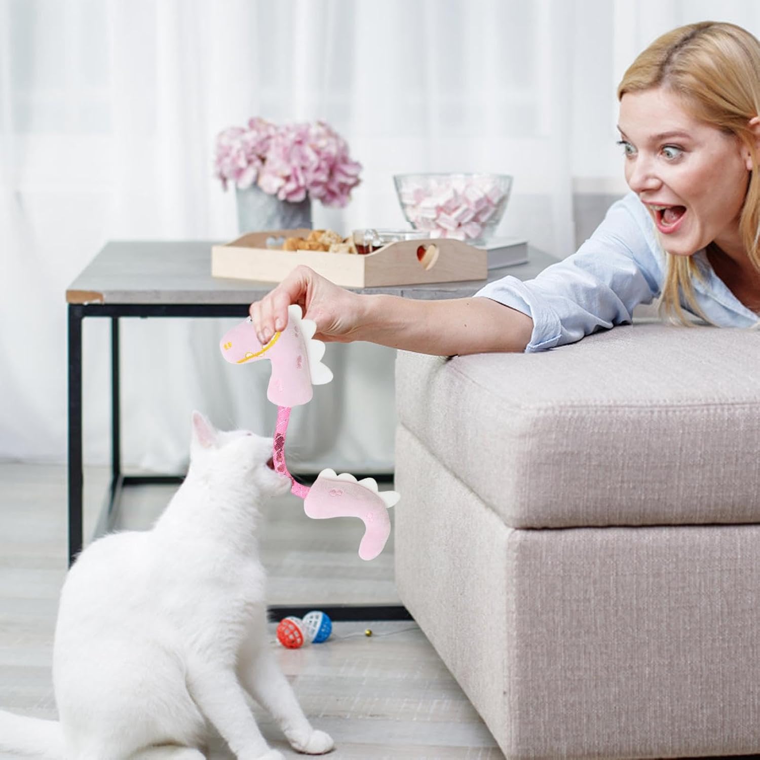 Catnip Rope Spring Chew Teeth Cleaning Interactive Pet Toy