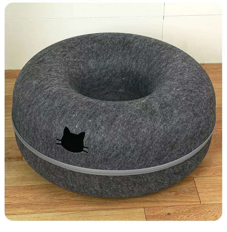Pet Comfortable Round Bed Tunnel Cozy Sleeping Hideout