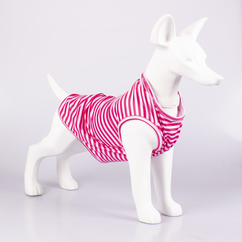 Pet Striped Crew Neck Tank Top T Shirt