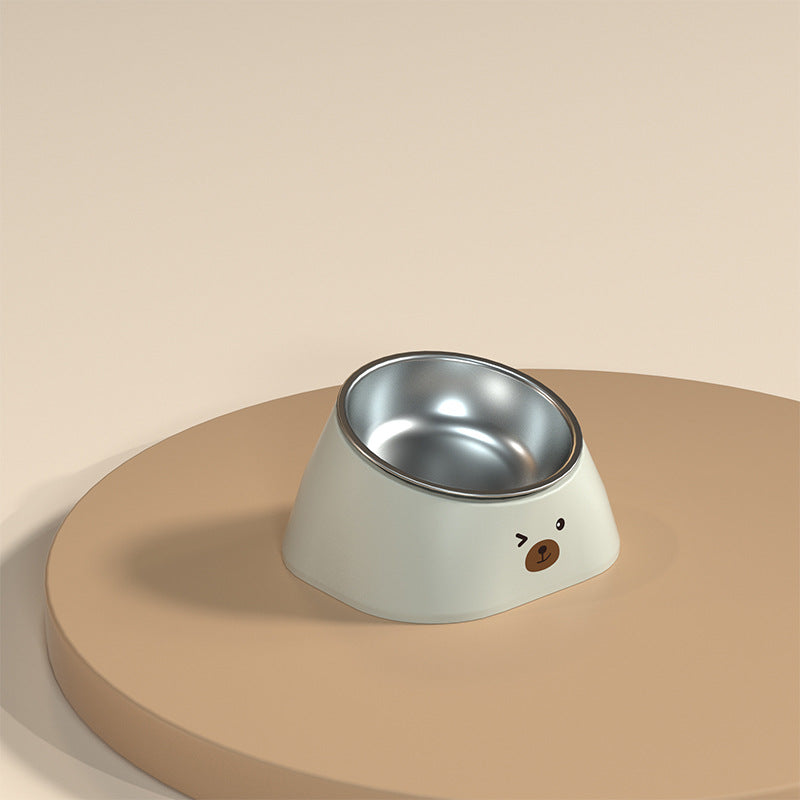 Pet Tilted Stainless Steel Feeding Bowl Neck Protection Design