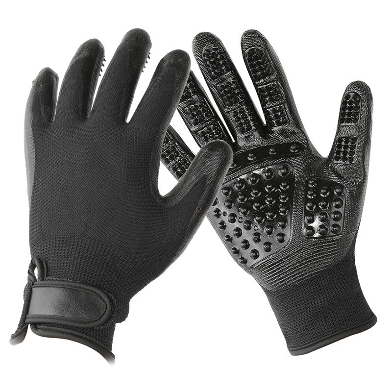 Soft Rubber Pet Grooming Glove For Shedding And Massage