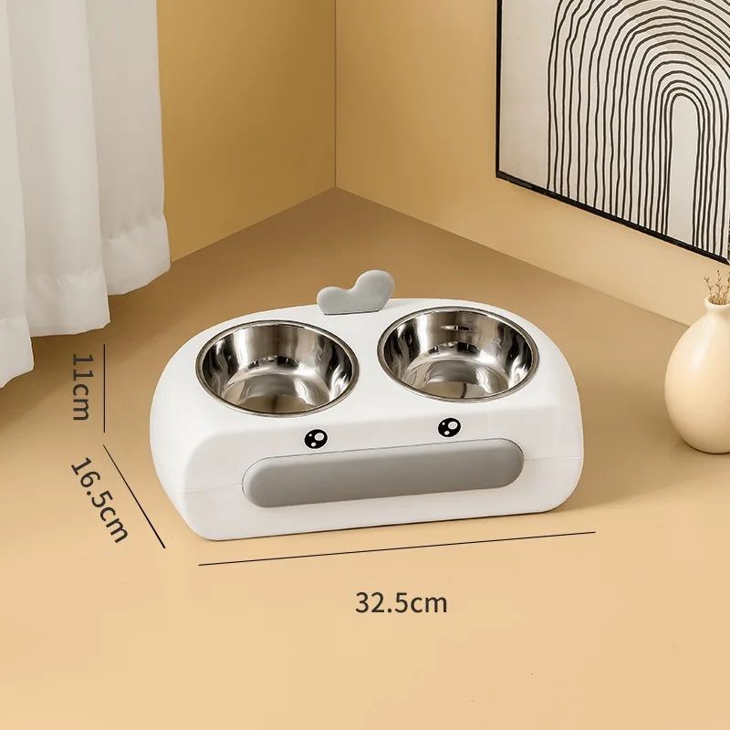 Pet Duck Design Double Bowl Feeding Tray Accessories
