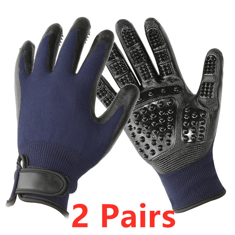 Soft Rubber Pet Grooming Glove For Shedding And Massage
