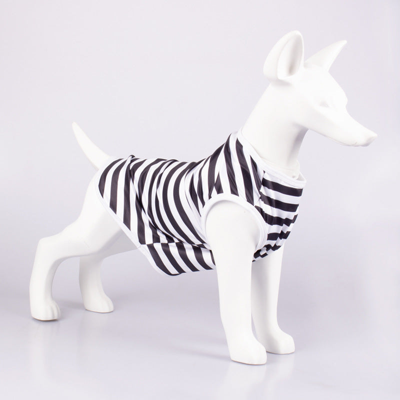 Pet Striped Crew Neck Tank Top T Shirt