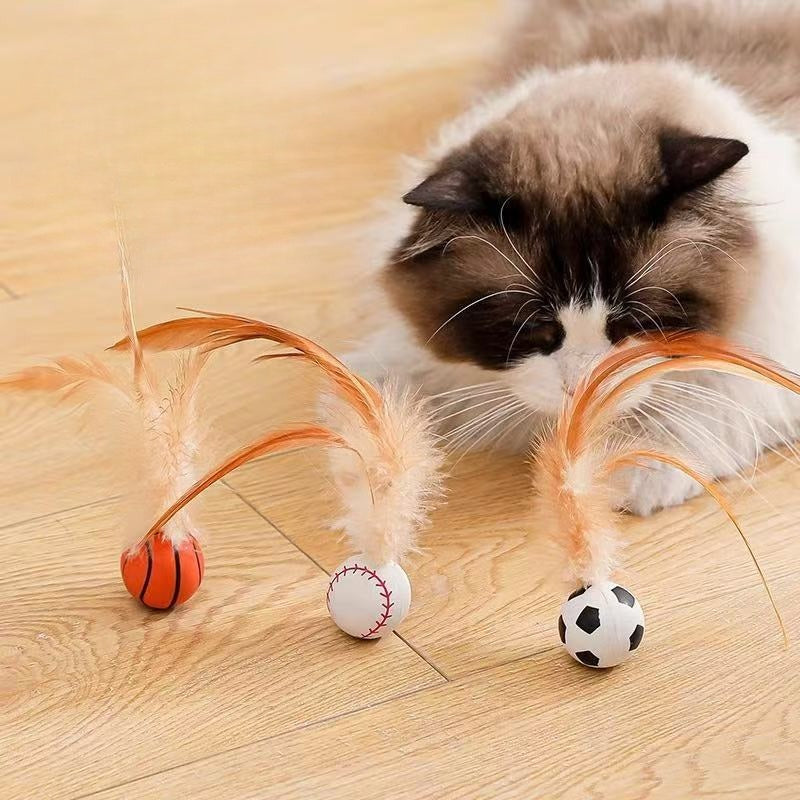 Self-Entertainment Feather Bouncy Pet Interactive Ball Toy