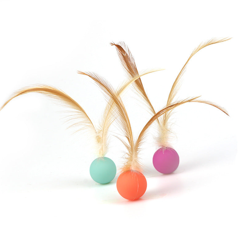 Self-Entertainment Feather Bouncy Pet Interactive Ball Toy