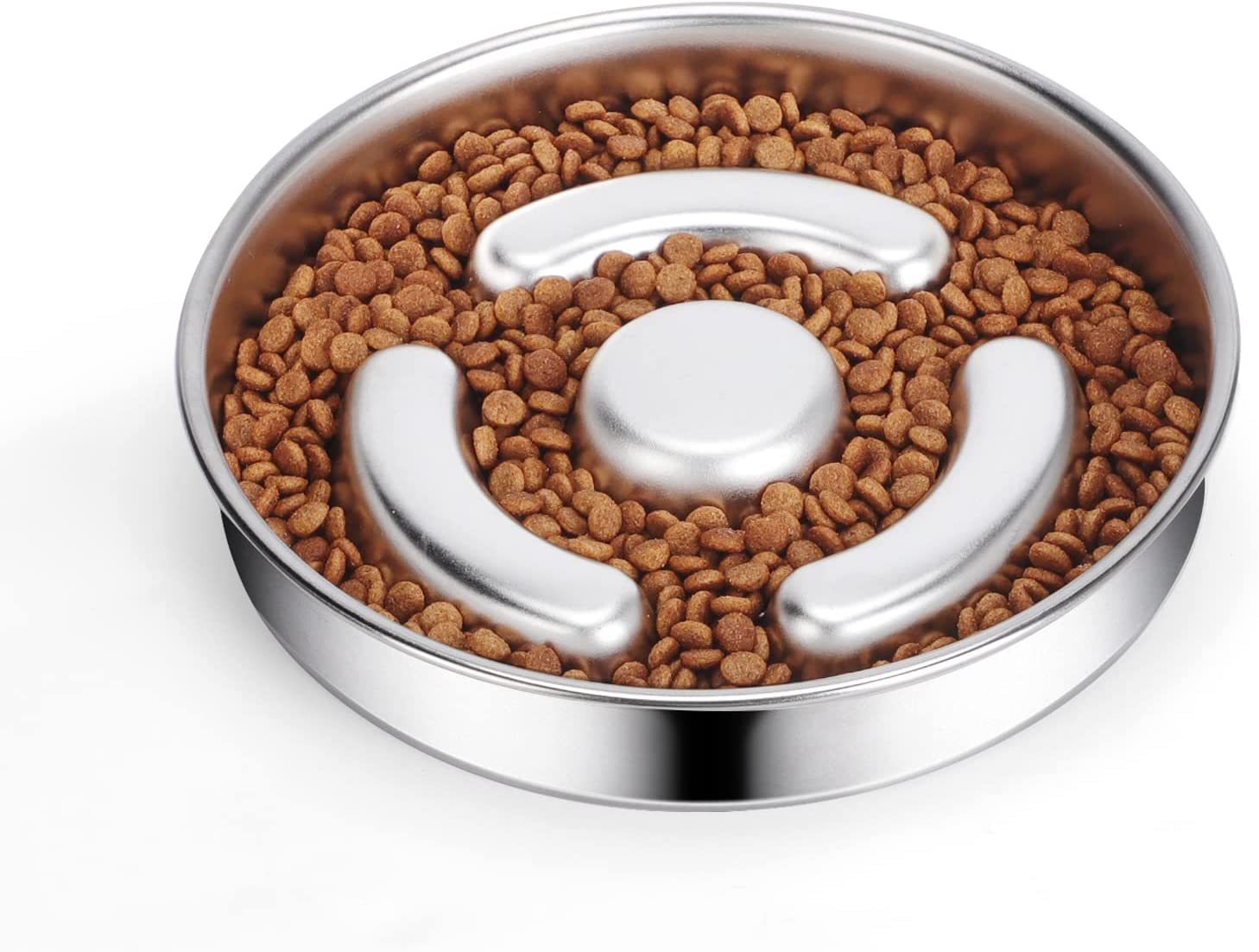 Pet Slow Feeding Bowl Stainless Steel Neck Protection Design