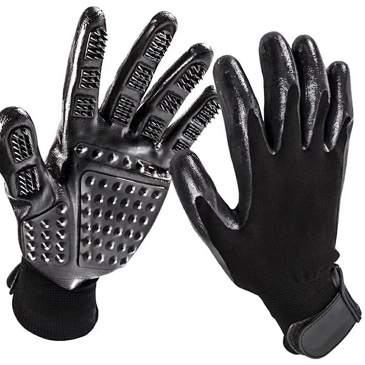 Soft Rubber Pet Grooming Glove For Shedding And Massage