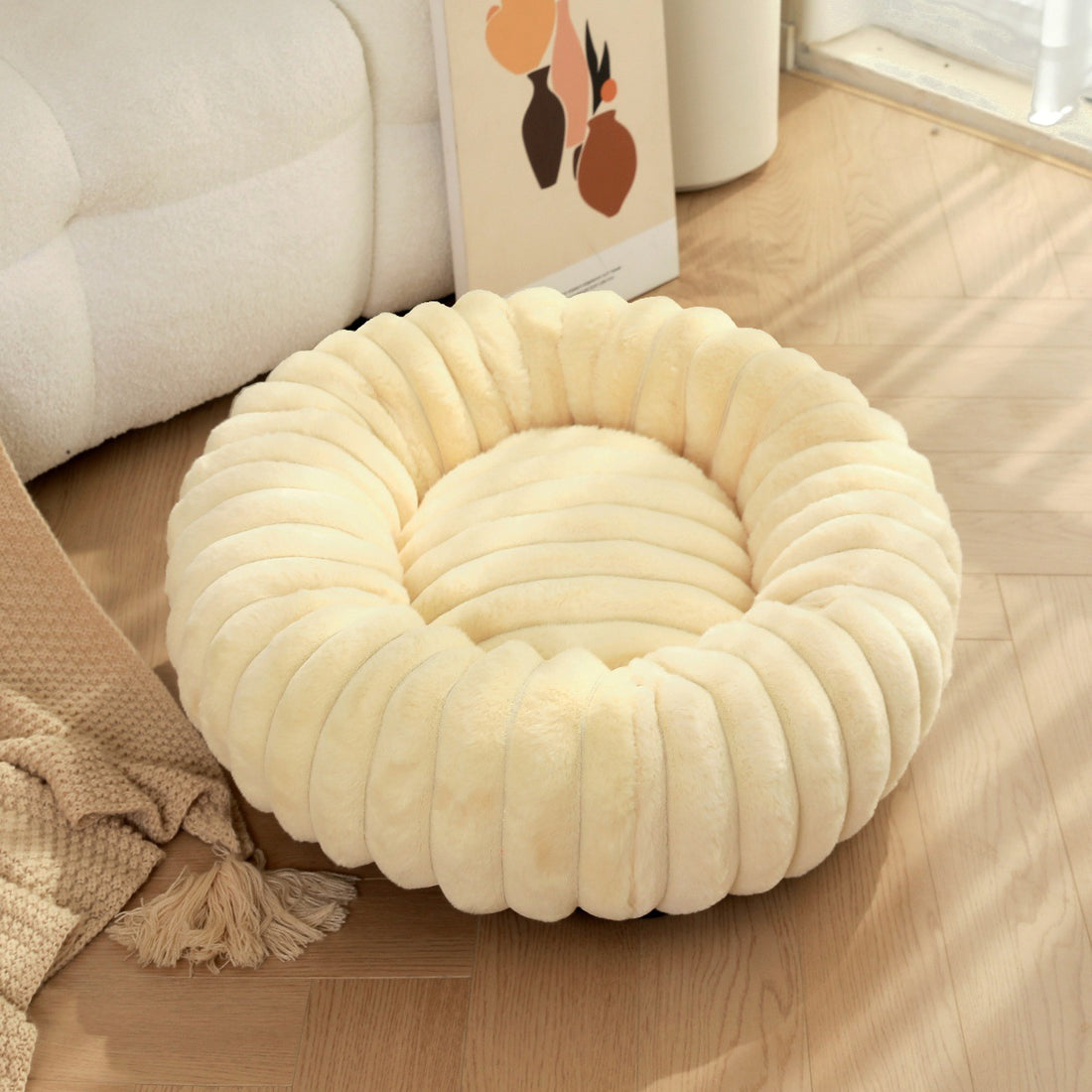 Pet Plush Winter Bed Round Warm Sleeping Nest