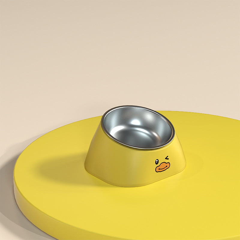 Pet Tilted Stainless Steel Feeding Bowl Neck Protection Design