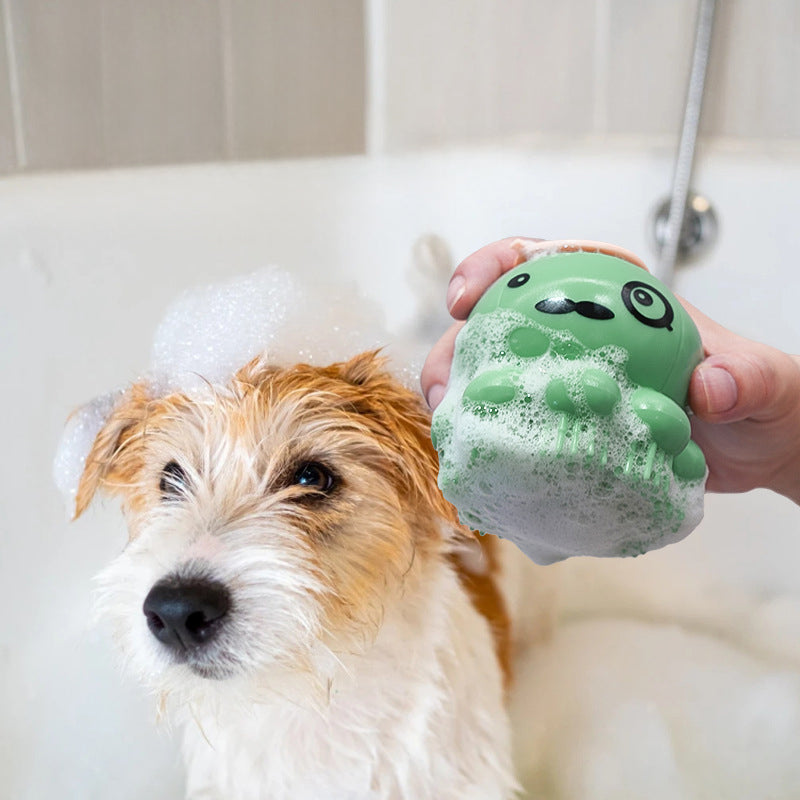 Pet Bath Brush Body Wash Dispenser Silicone Massage Comb