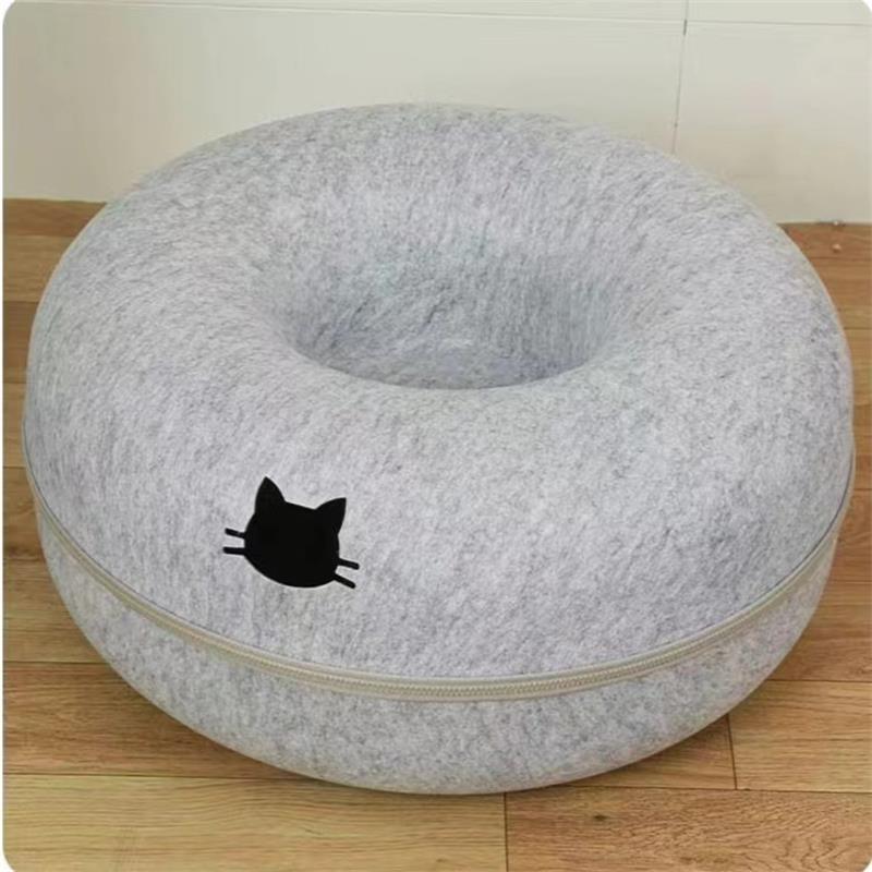 Pet Comfortable Round Bed Tunnel Cozy Sleeping Hideout
