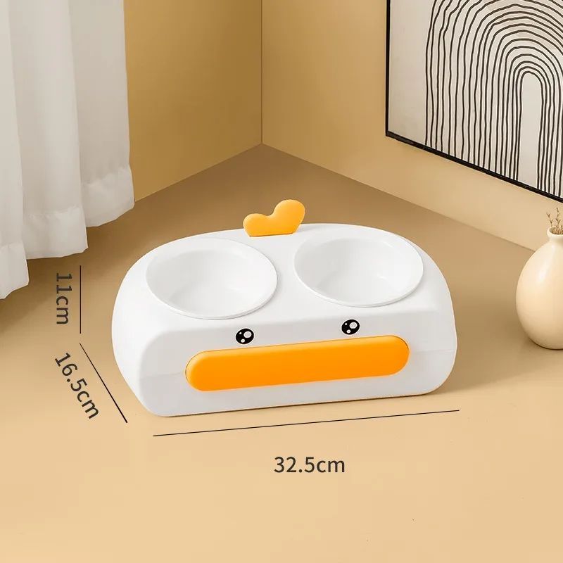 Pet Duck Design Double Bowl Feeding Tray Accessories