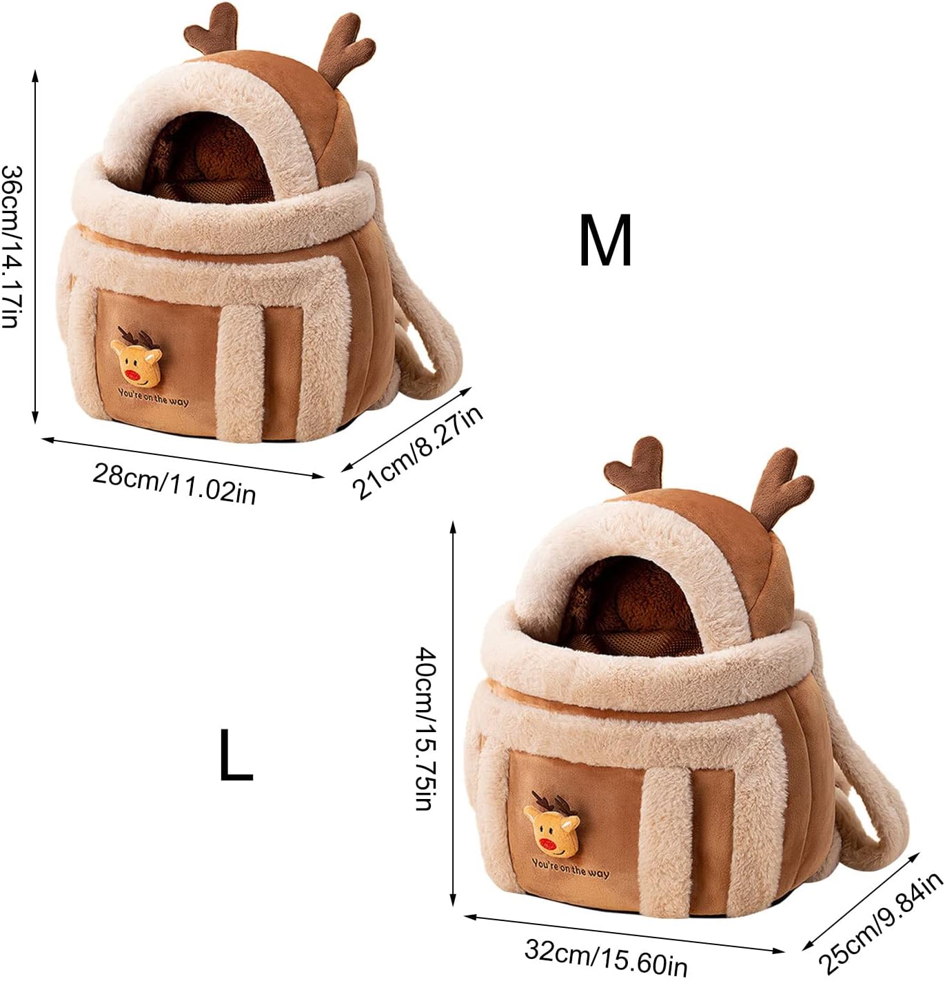 Plush Pet Carrier Backpack For Winter Travel With Hand Warmers