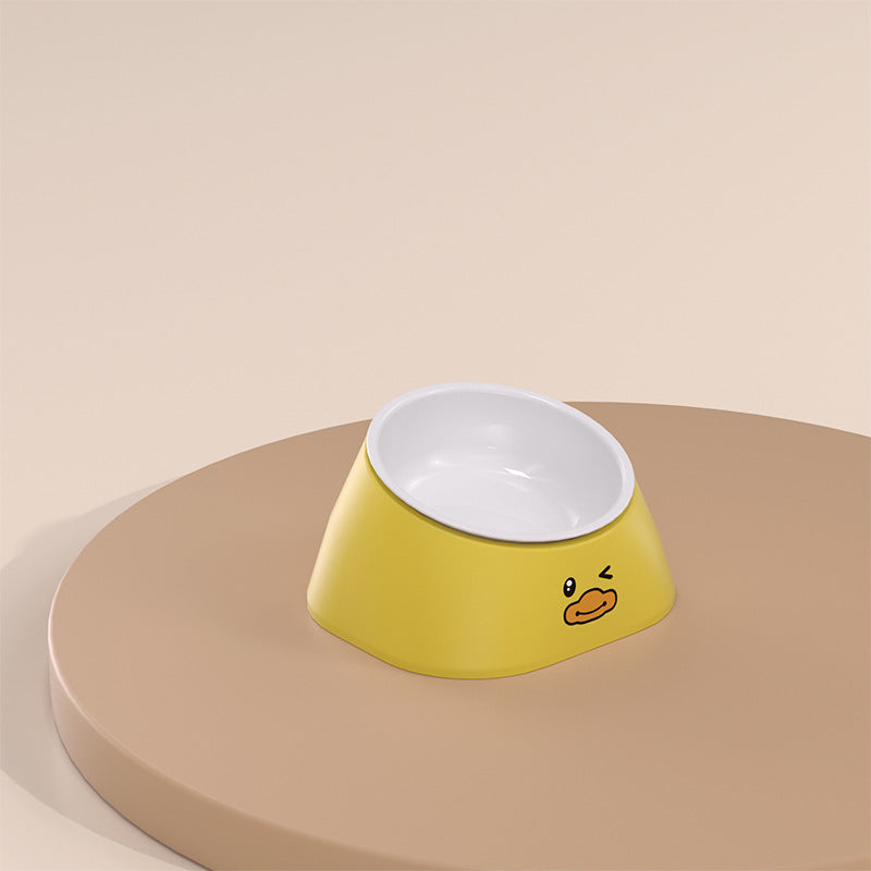 Pet Tilted Stainless Steel Feeding Bowl Neck Protection Design