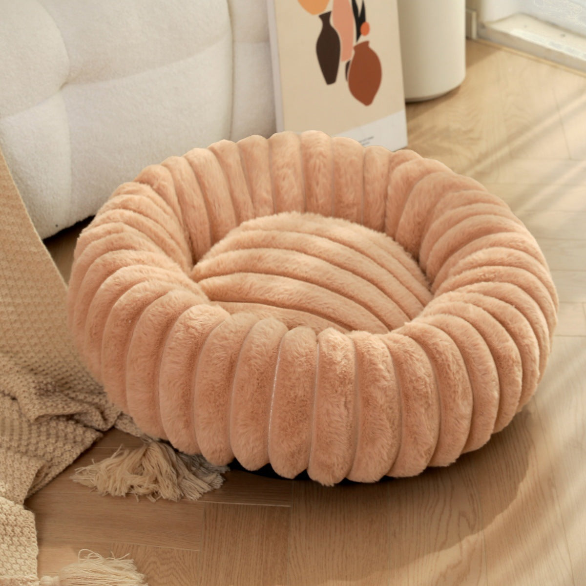 Pet Plush Winter Bed Round Warm Sleeping Nest
