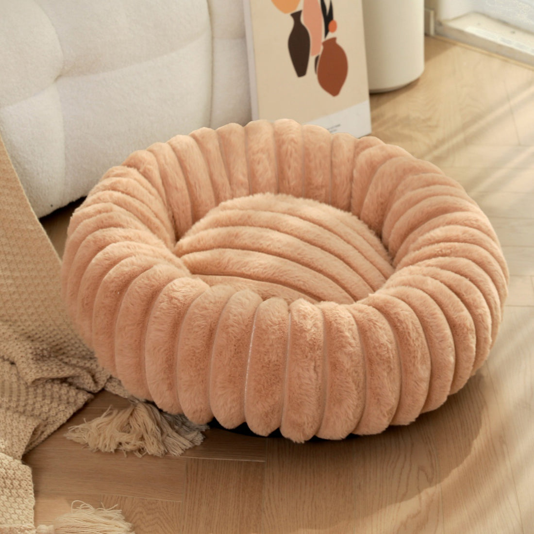 Pet Plush Winter Bed Round Warm Sleeping Nest