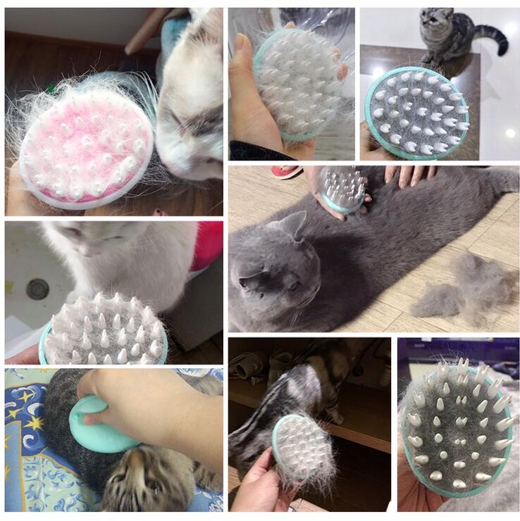 Pet Bath Massage Brush Grooming Shower Cleaning Comb Tool