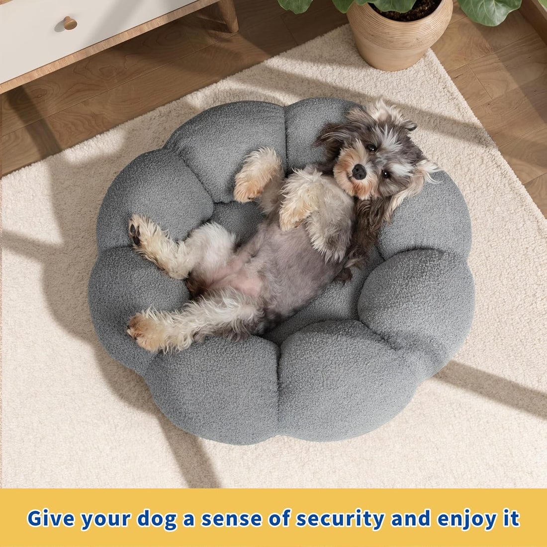 Pet Calming Plush Donut Bed Fluffy Round Cuddler Bed