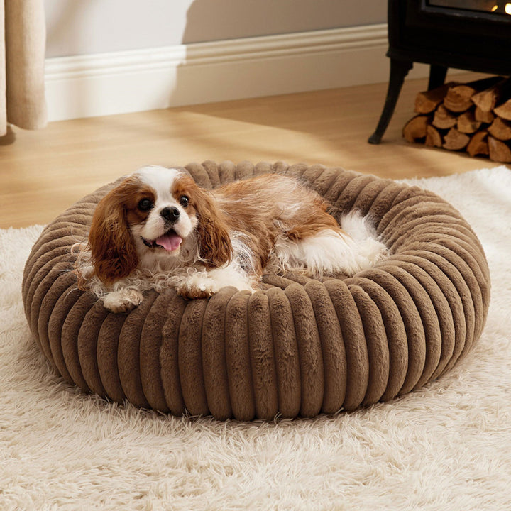 Pet Plush Winter Bed Vertical Stripe Warm Sleeping House