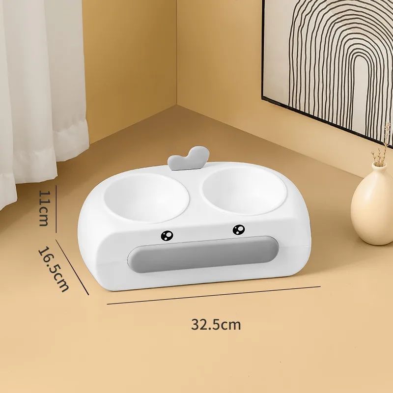 Pet Duck Design Double Bowl Feeding Tray Accessories