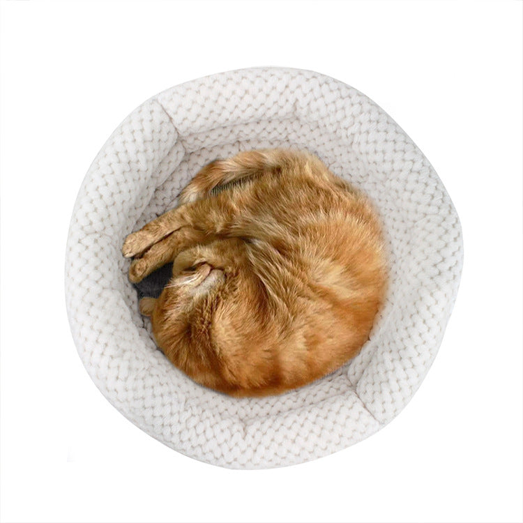 Pet Semi-Closed Round Ice Velvet Deep Sleep Bed