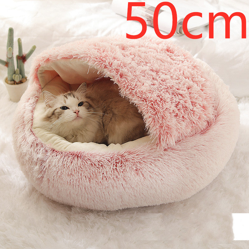 Pet 2 In 1 Plush Winter Bed Round Warm Sleeping House