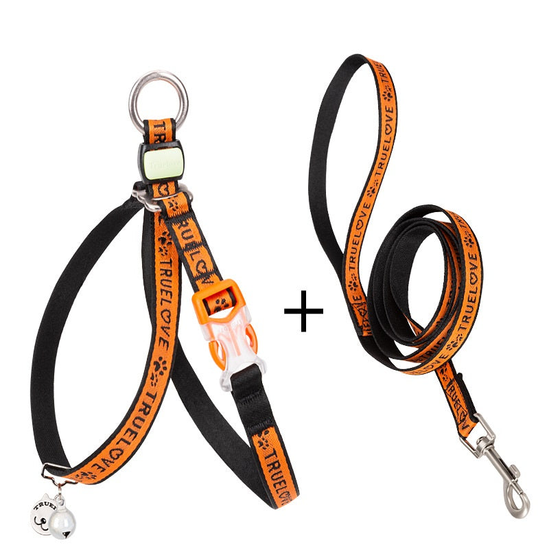 Adjustable Pet Harness And Leash Set With Bell