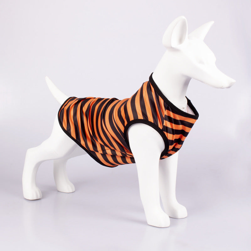 Pet Striped Crew Neck Tank Top T Shirt
