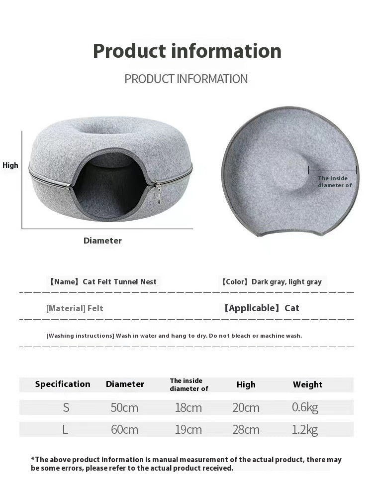 Pet Comfortable Round Bed Tunnel Cozy Sleeping Hideout