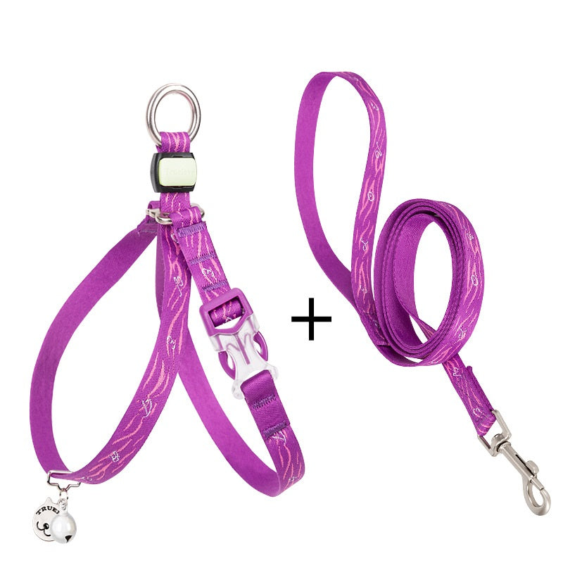 Adjustable Pet Harness And Leash Set With Bell