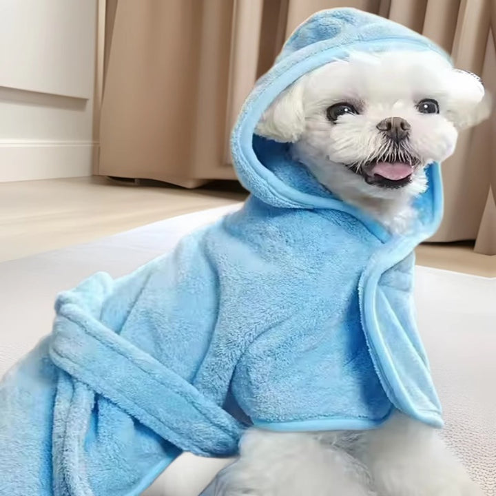Pet Bath Towel Wearable Bathrobe Soft Coral Fleece